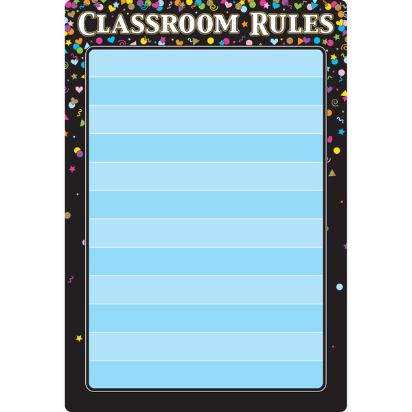 Ashley Productions Smart Poly Chart Black Confetti Classroom Rules, 13in x 19in 91085